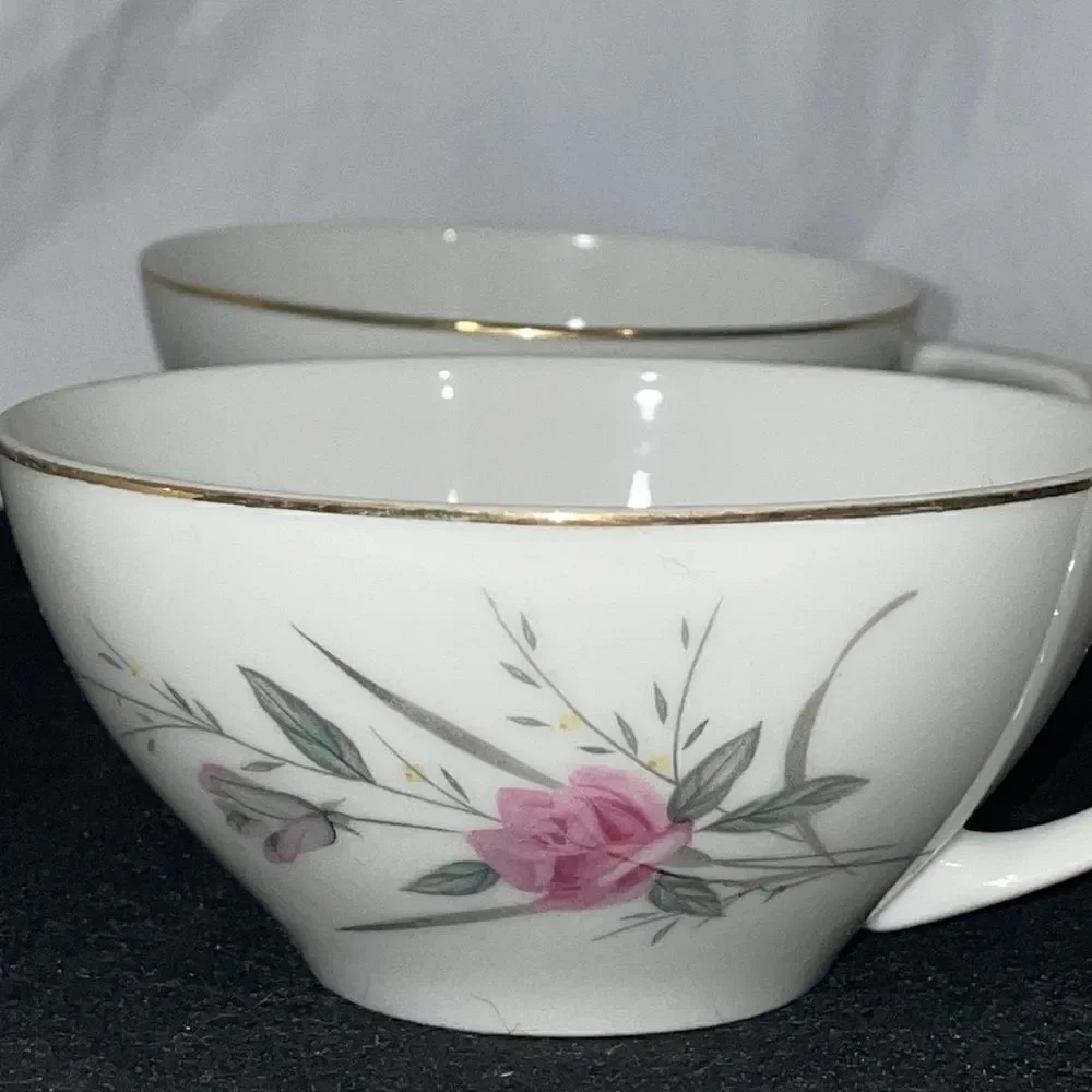 8 set golden rose fine china teacups and saucers
